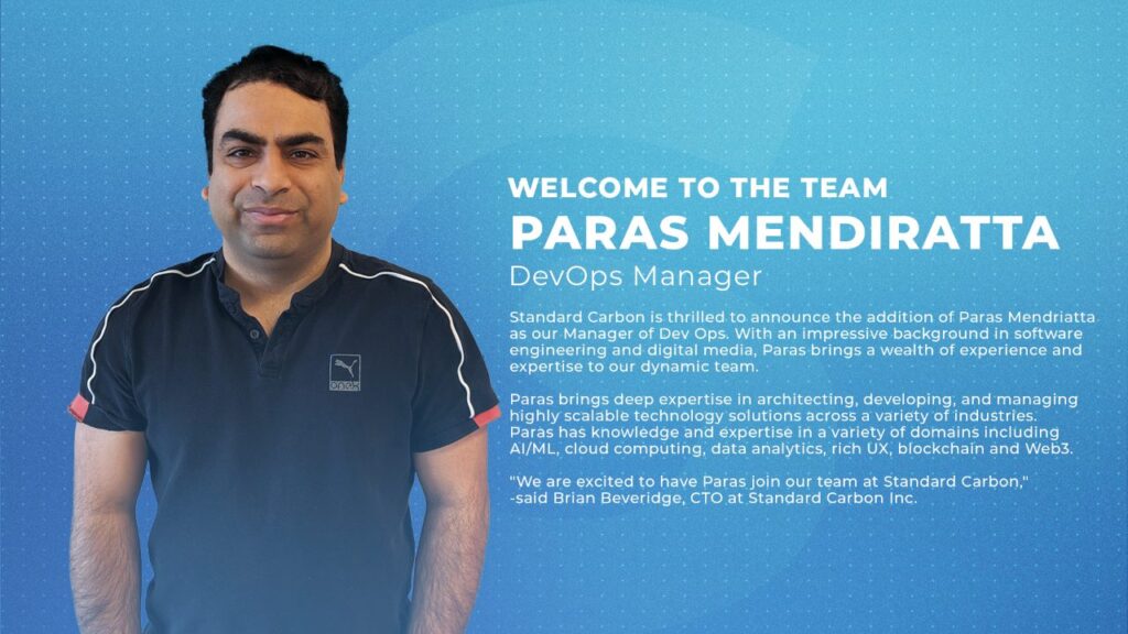 Standard Carbon Welcomes Paras Mendiratta as DevOps Manager